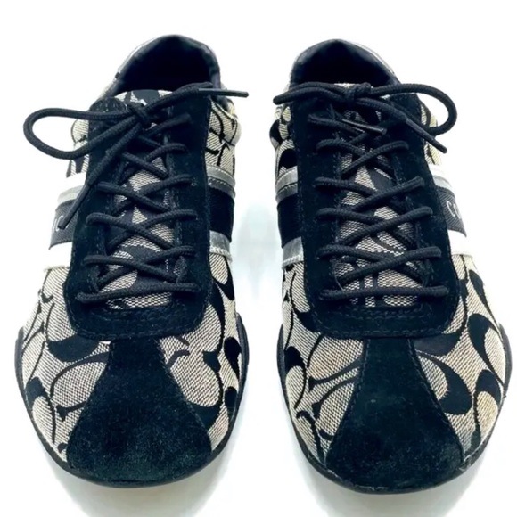 COACH Women's Jayme Signature Black and Silver Canvas Athletic Shoes USA Size 7M - Picture 2 of 16